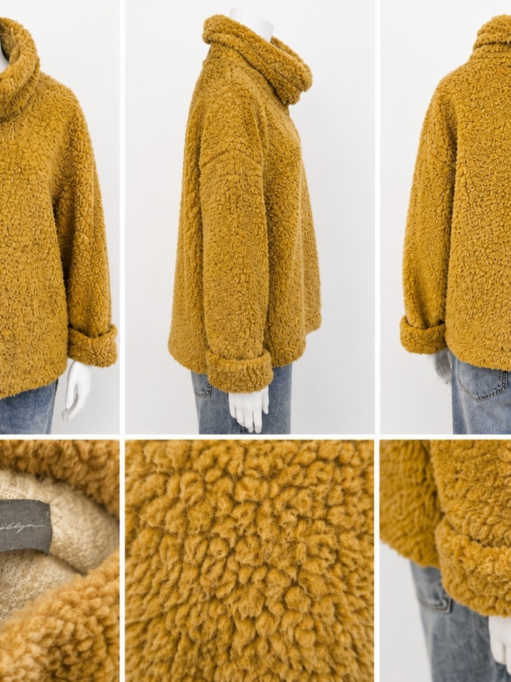 Sundance Della Dream Teddy Sherpa Pullover Mustard XS NWT